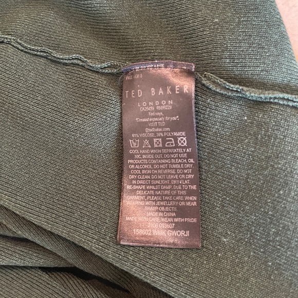 Ted Baker London Gworji Long Sleeve Dark Green Wrap Sweater Size 2,  fits US 4-6 - Picture 14 of 16